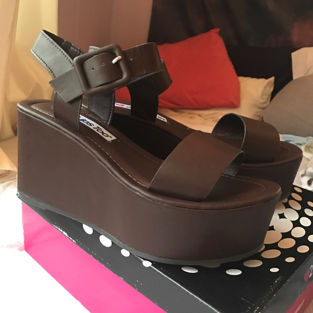 Brown Platform Sandals 2 Lips Too